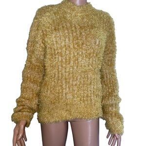 Candies mustard yellow eyelash knit sweater boxy long sleeve SZ XXL